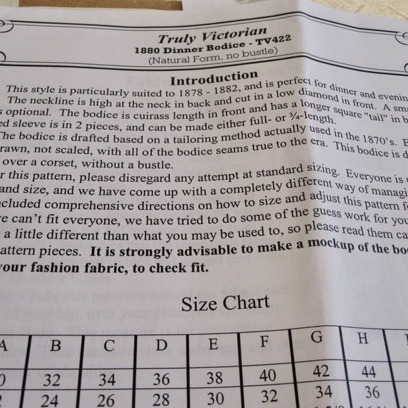 Truly Victorian 1880 Dinner Bodice Pattern TV422 Old West Reenactment Costume - Picture 5 of 6